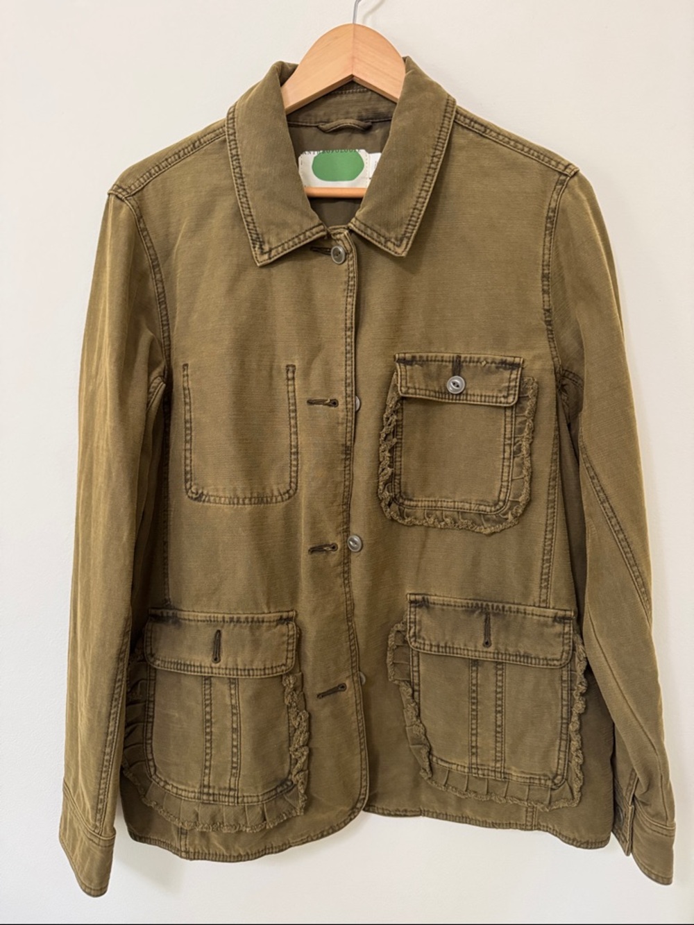Anthropologie Olive Utility Jacket with Patch Pockets
